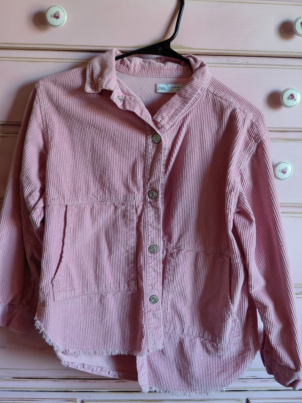 Zara Pink Corduroy Button Jacket